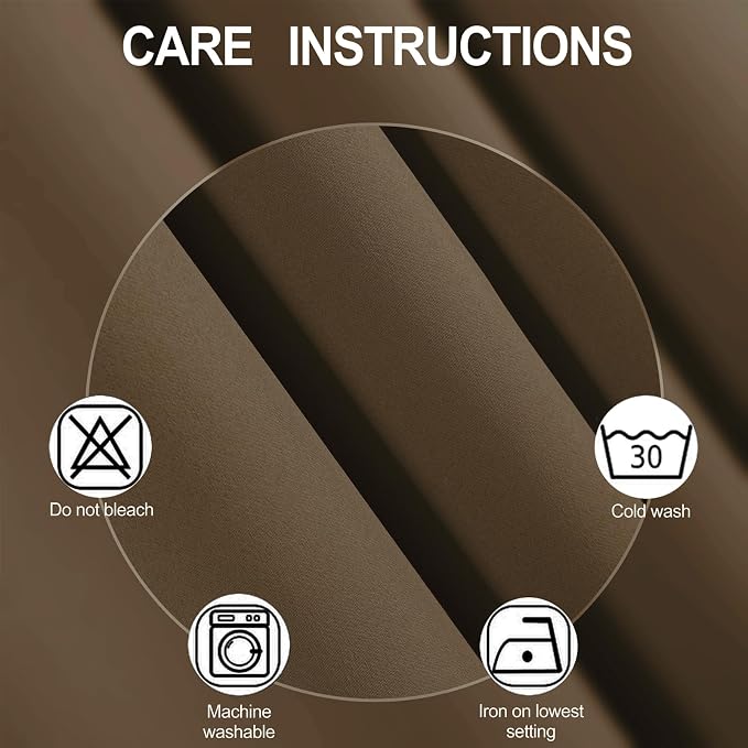 LEMOMO Blackout Curtains 66 x 84 inch/Brown Curtains Set of 2 Panels/Thermal - Image 4