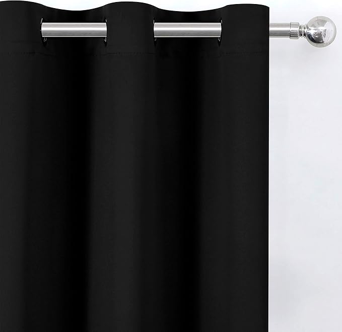 LEMOMO Black Blackout Curtains/38 x 54 Inch/Set of Two Panels Grommet Living - Image 9