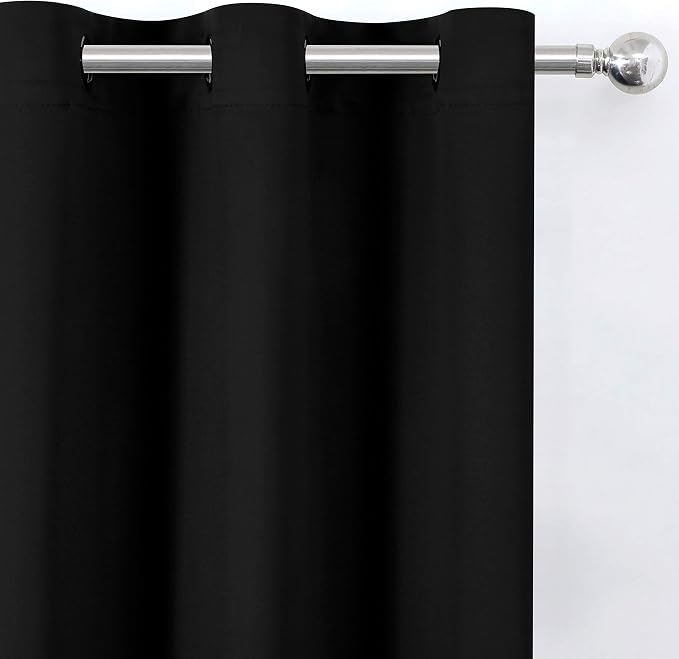 LEMOMO Black Blackout Curtains 40 x 63 Inch Length/Set of 2 Curtain - Image 7