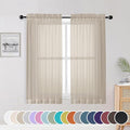 OWENIE Taupe Sheer Curtains 54 Inch Length 2 Panels Set, Rod Pocket Fimly Voile by OWENIE