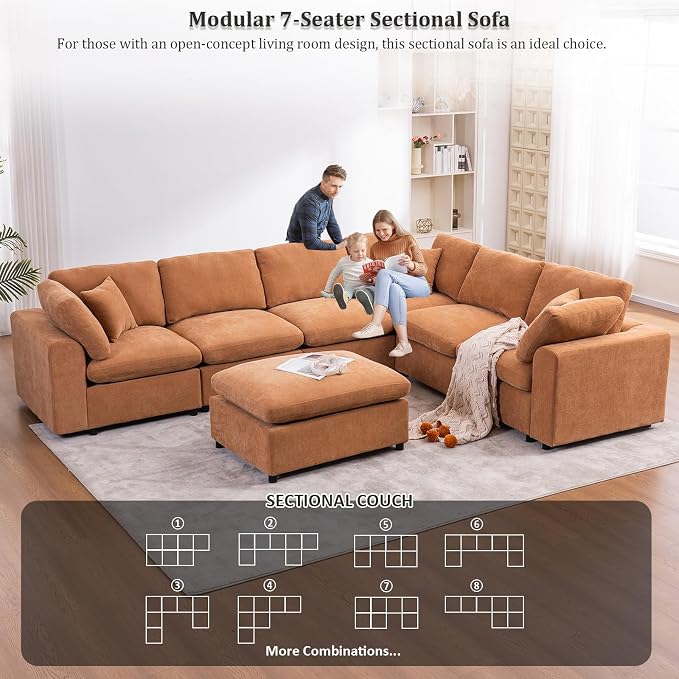 Oversized Modular Sectional Sofa Couch, Large 7 Seater Corner Sofa Modern U - Image 3