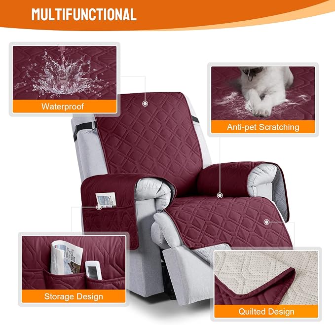 VANSOFY 100% Waterproof Recliner Chair Covers, Recliner Cover Non-Slip Dog - Image 4