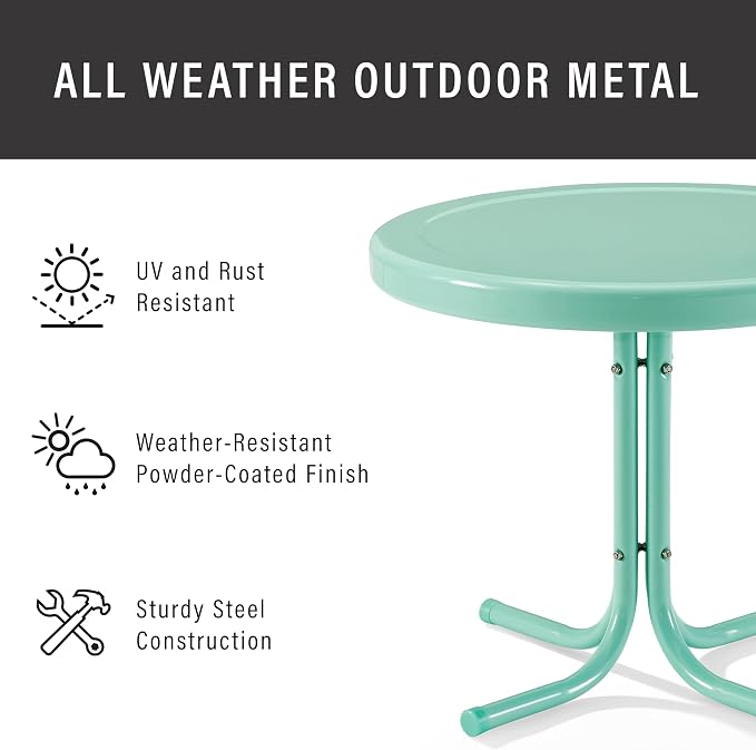 Crosley Furniture Griffith Weather Resistant Retro Metal Outdoor Side Table - Image 5