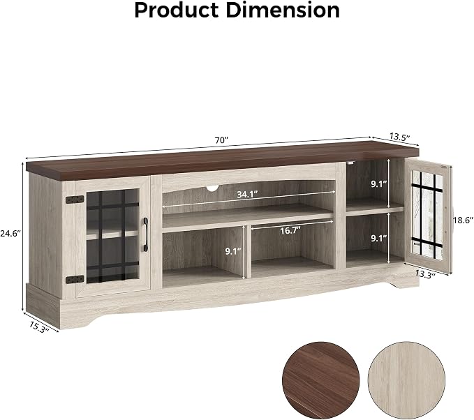 IRONCK Farmhouse TV Stand for 75 Inch TV, Rustic Entertainment Center - Image 4