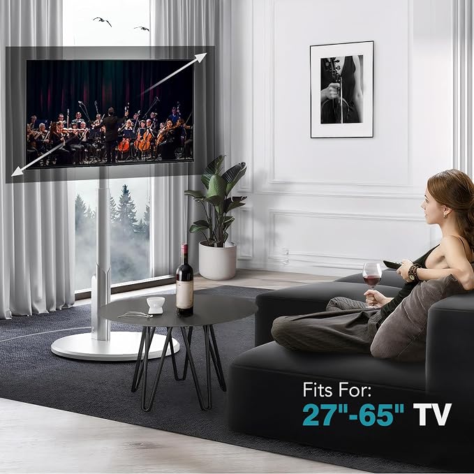 Floor Mobile TV Stand with Power Outlet, Rolling TV Cart - Image 7