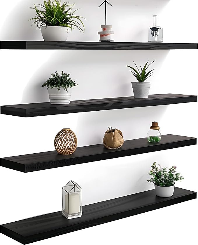 YYWUOJJ Wood Floating Shelves for Wall Decor, Rustic Wall Shelves for Bedroom by YYWUOJJ