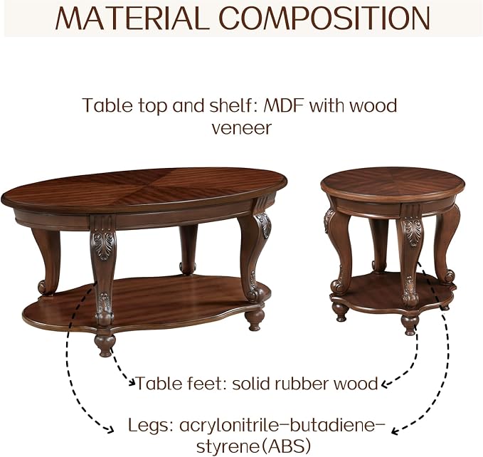 LKTART Wood Coffee Table Set - Image 7
