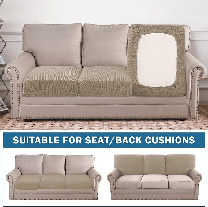 Water Repellent Couch Cushion Cover 3 Pieces Sofa Seat Cushion Covers, Stretch - Image 3