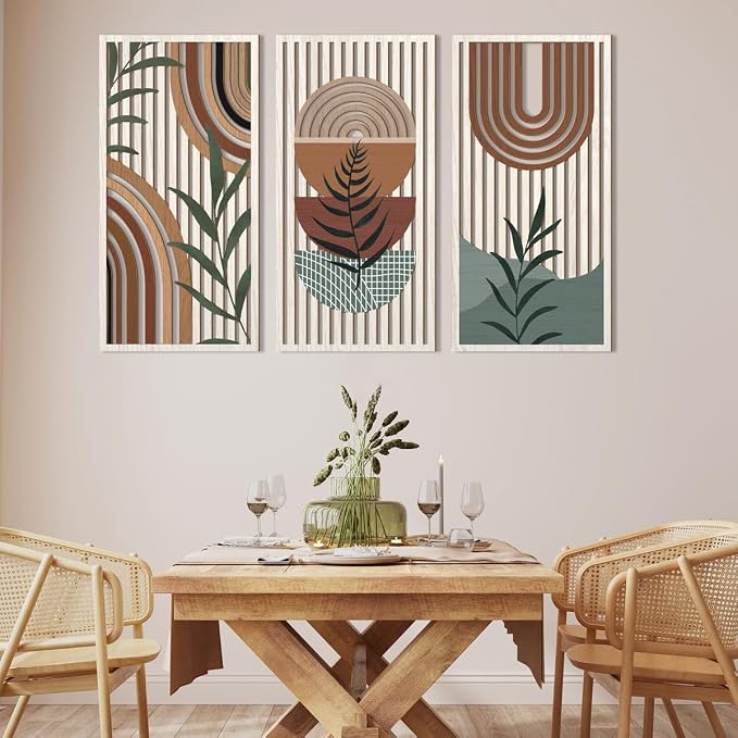 IARTTOP Large Boho Wood Wall Art 16x32 Inch Mid Century Modern Bohemian Wooden - Image 7