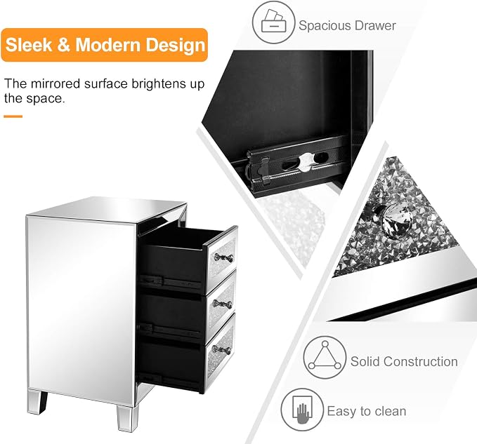 VINGLI Mirrored Nightstand - Image 5