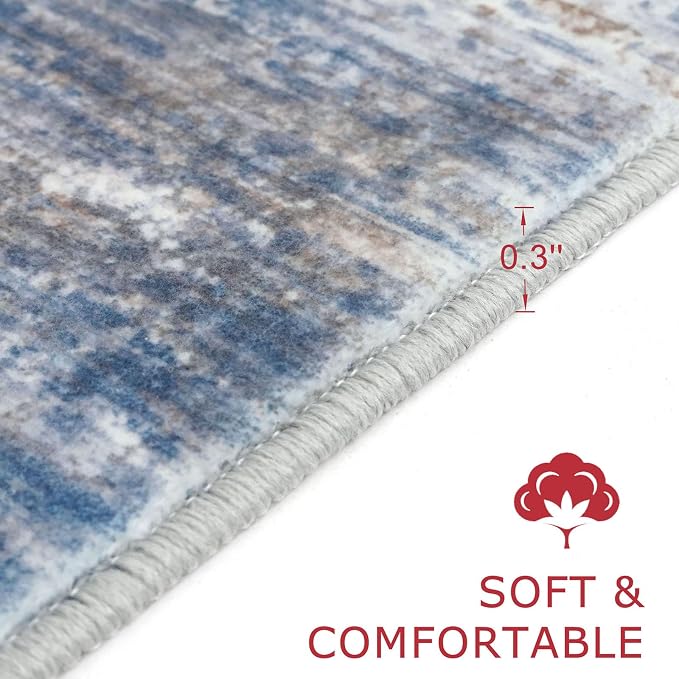 KOZYFLY Modern Abstract Washable Rug Runner 2.6x18 Hallway Rug Runner Non-Slip - Image 2