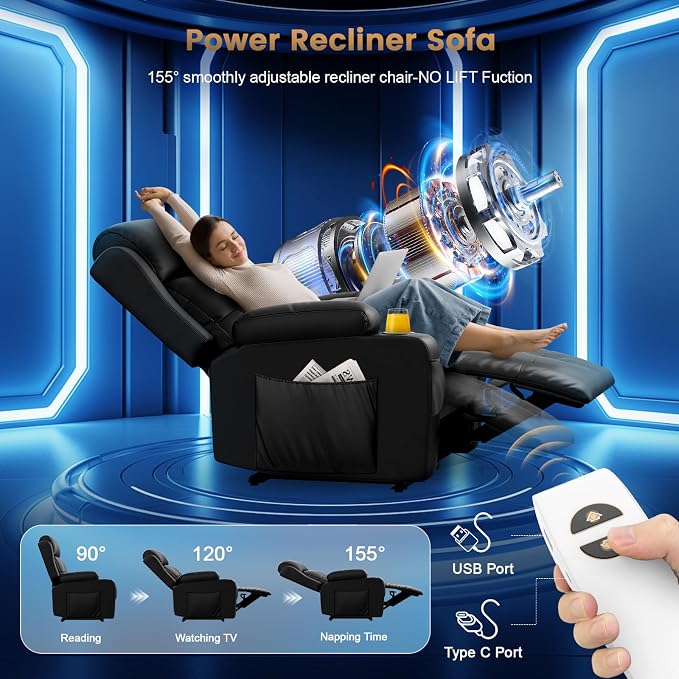 Home Theater Seating Power Recliner Chair, Massage Reclining Sofa - Image 6