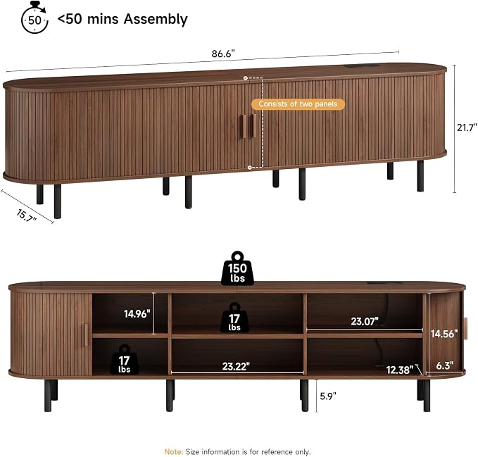 ONBRILL 86.6" TV Stand with Power Outlet - Image 2
