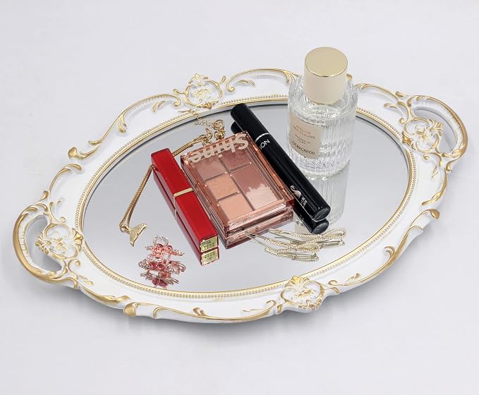 YCHMIR Vintage Mirror Small Wall Mirror 14.5 x 10 inchs Oval White - Image 5