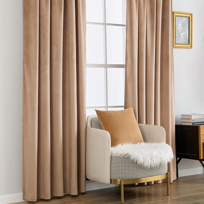 MIULEE Blush Beige Velvet Curtains 96 inches - Image 7