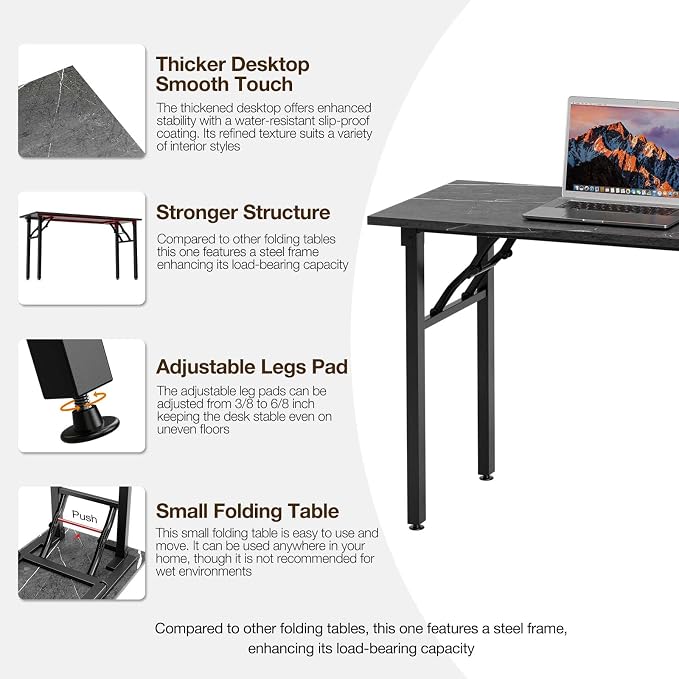 TEMI Small Computer Desk Folding Table - Image 7