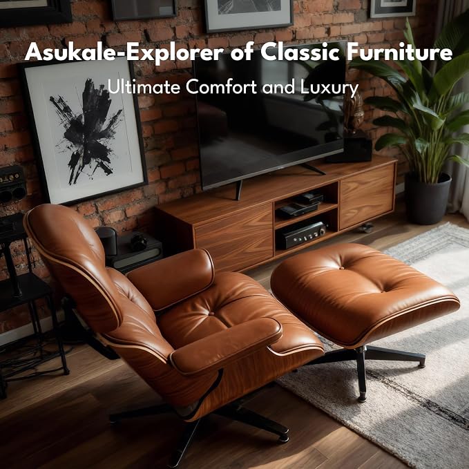 Top Grain Leather, Mid Century Chaise Lounge Chair and Ottoman, Reading Chair - Image 6