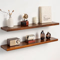 36 Inch Teak Floating Shelves Set of 2 by Unknown