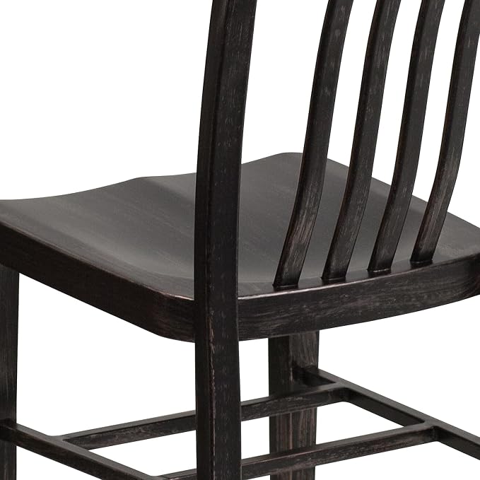 Flash Furniture Commercial Grade Black-Antique Gold Metal Indoor-Outdoor Chair - Image 6