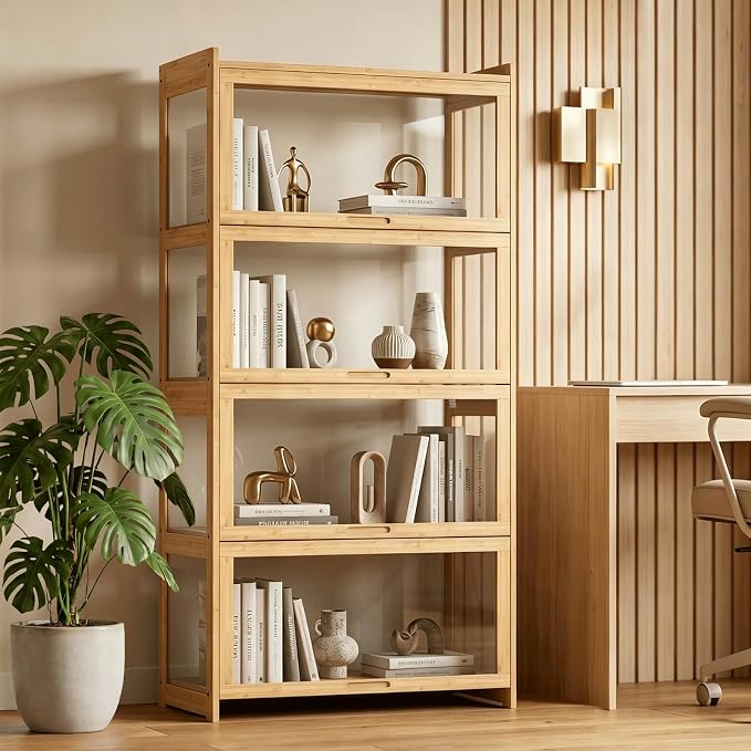 Magshion Display Cabinet with Acrylic Doors, 4-Tier Curio Cabinet - Image 3