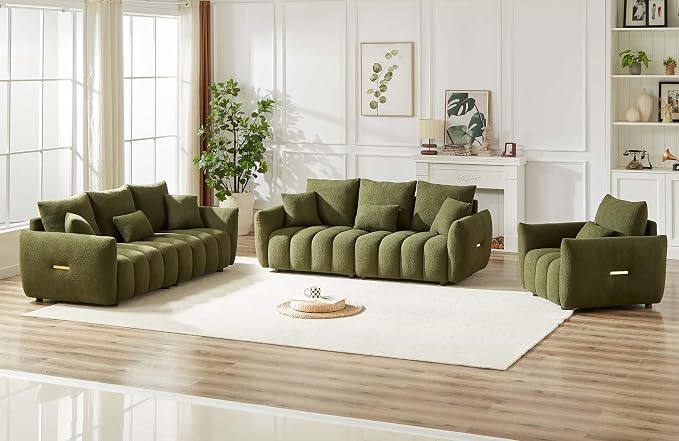 Antetek 78" Modern Sofa Couch, Comfy Deep Seat Teddy Cloud Sofa, Upholstered - Image 3