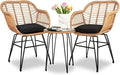 3 Piece Outdoor Wicker Furniture Bistro Set, Rattan Chairs Conversation Sets by HOMEZILLIONS