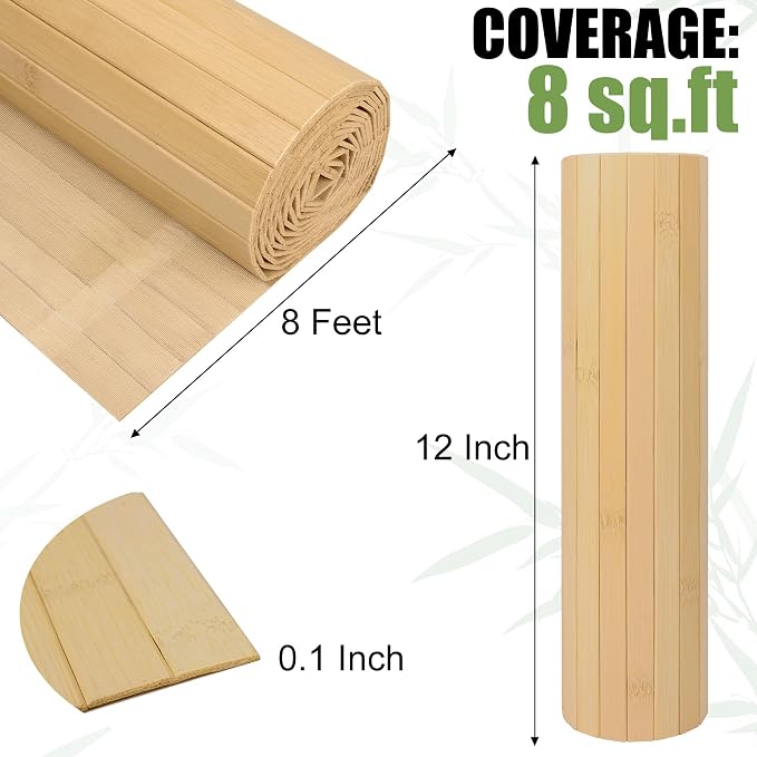 2 Pack Bamboo Wall Panel for Interior Wall Decor, Renewable Pole Wrap - Image 2