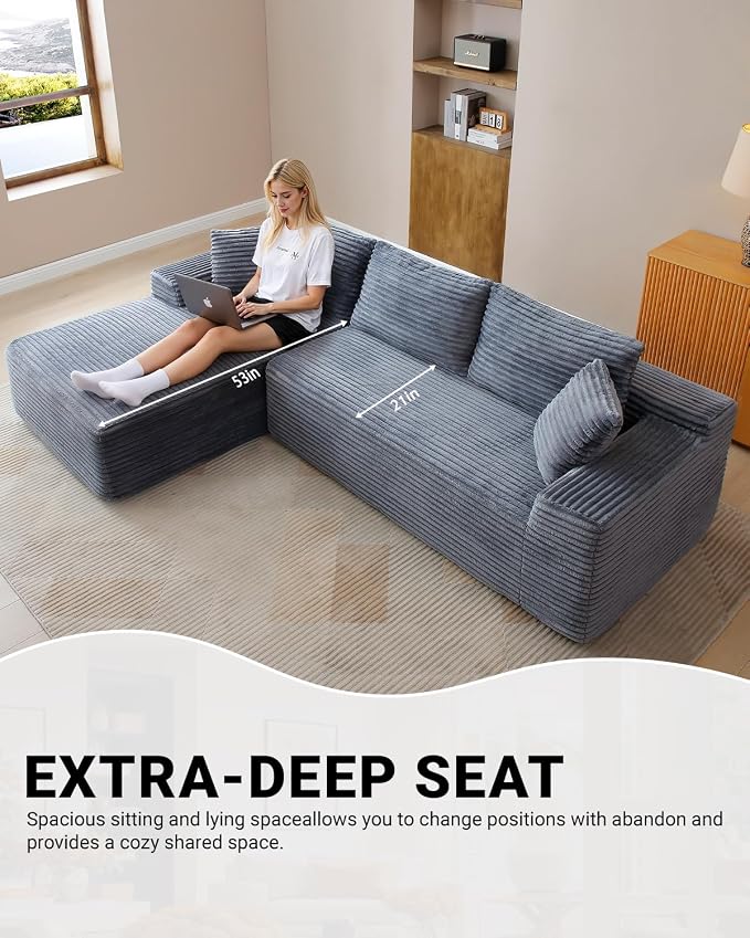 108 Inch Cloud Sectional Couch, Modern Modular Sectional Sofa - Image 5