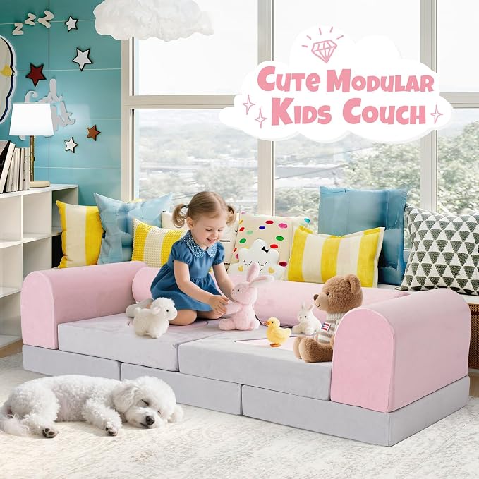 Modular Kids Play Sofa Multifunctional Kids Sofa Convertible Foam Floor Mat - Image 3