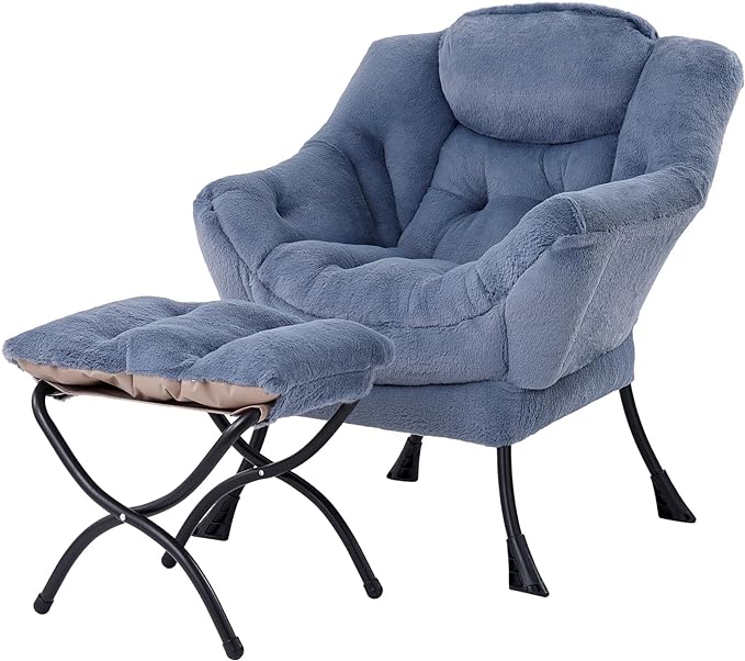 Welnow Lazy Chair with Ottoman, Modern Accent Chair with Armrests and a Side by LifeGetsBetterWithWelnow