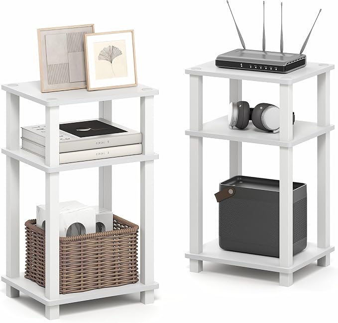 Furinno JUST Side Table Set of 2, 3-Tier Open Shelf Modern End Table, Toolless by Furinno-FitsYourSpaceFitsYourBudget