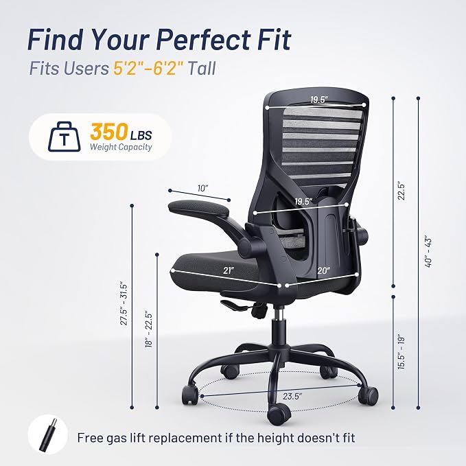 Office Desk Chair for Long Hours & Lower Back Pain Relief – 4“ Thick Molded - Image 3