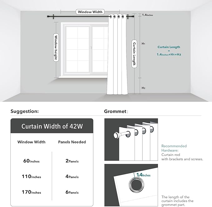 Deconovo Room Darkening Curtains, Thermal Insulated & Noise Reducing Drapes - Image 5