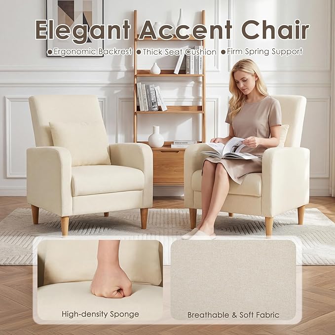 COLAMY Mid-Century Modern Upholstered Accent Chair - Image 3