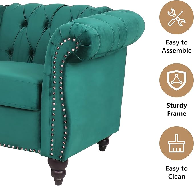 QHITTY 2 Piece Living Room Set, Sectional Chesterfield Sofa Chair Contemporary - Image 6
