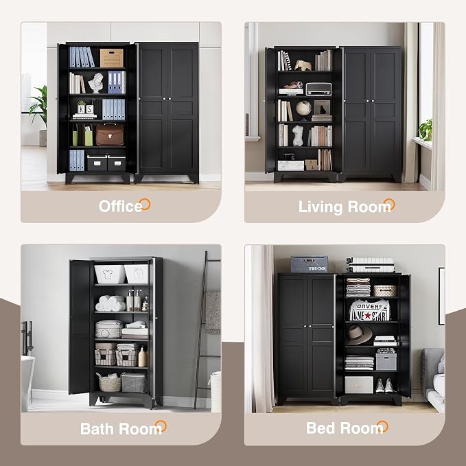 Yizosh Metal Pantry Cabinet, Tall Kitchen Pantry Storage Cabinet - Image 5