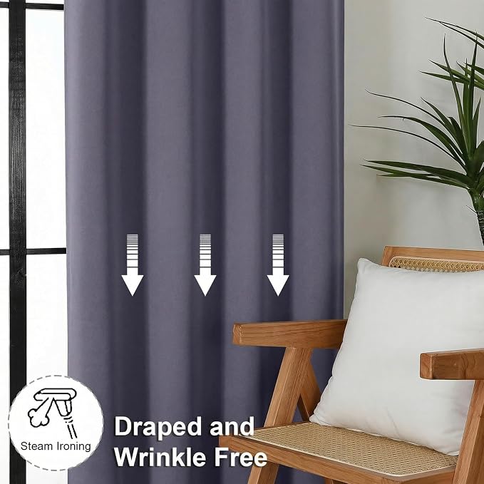 Simplebrand Ava Greyish Purple Blackout Curtains - Image 7