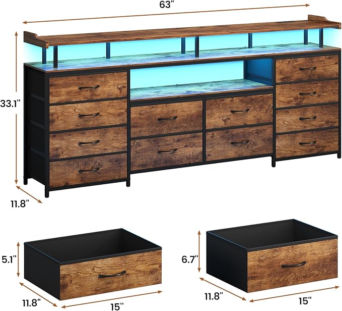 BTHFST 12 Drawers TV Stand Dresser - Image 8