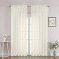 Chyhomenyc Ivory Sheer Curtains 90 Inch Length 2 Panels Set, Light Filtering by Chyhomenyc