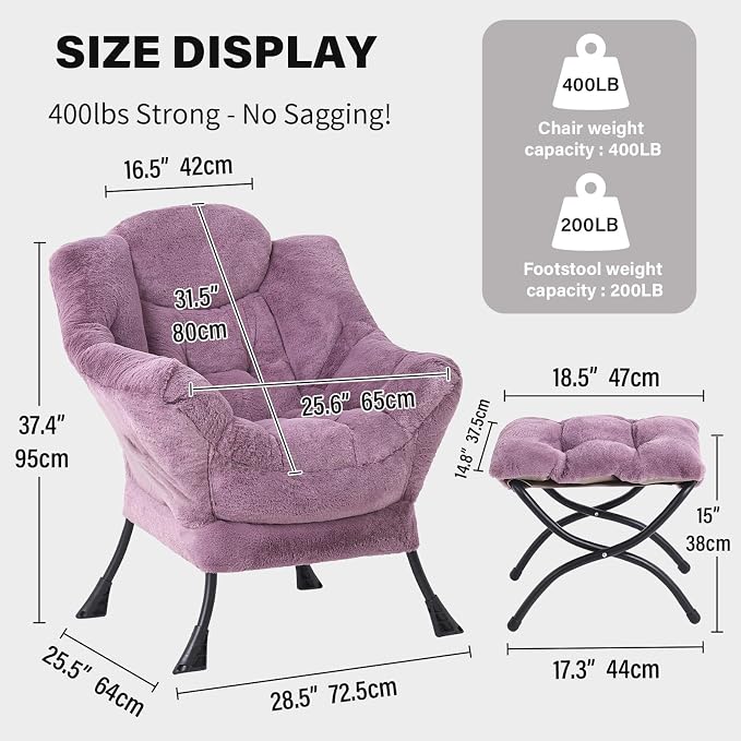 Tiita Lazy Chair with Ottoman, Comfy Leisure Sofa Armchair with Ottoman - Image 2