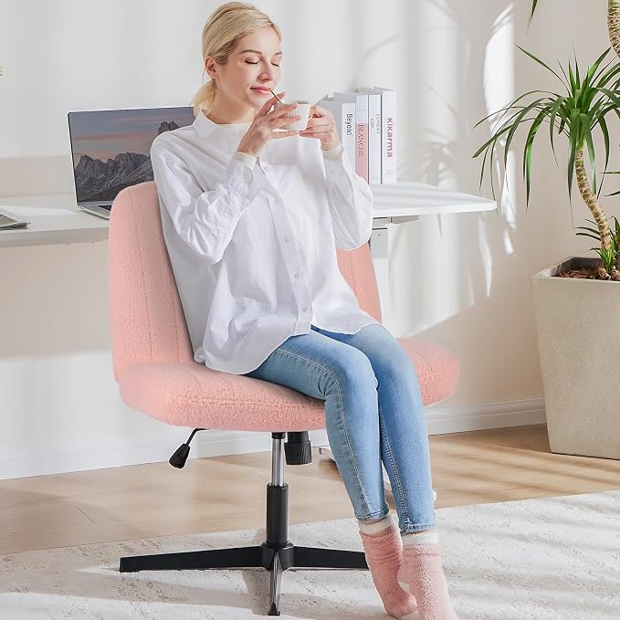 OLIXIS Criss Cross Chairs Legged Armless No Wheels Wide Seat Height Adjustable - Image 8