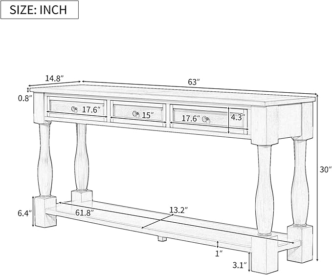 Knocbel 64 Inch Long Antique Entry Console Table - Image 2