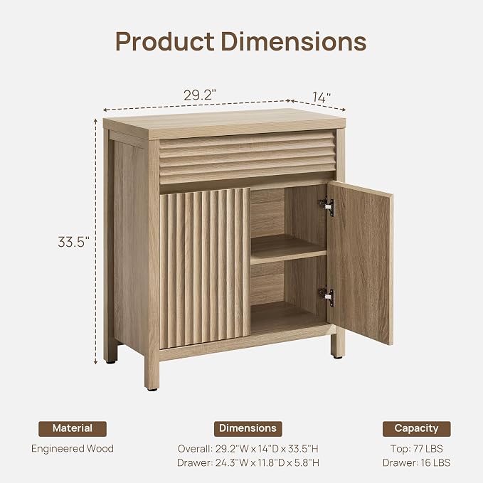 SICOTAS 58" Large Fluted Buffet Cabinet - Image 2