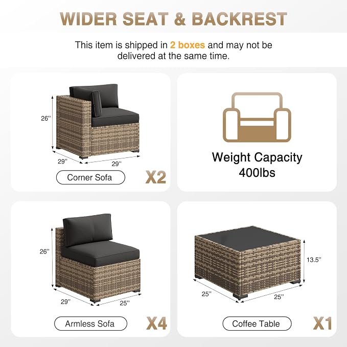Aoxun Patio Furniture Sets, 7-Piece Outdoor Furniture - Image 7