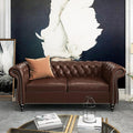 Chesterfield Loveseat Sofa, Modern 2 Seater Couch Leather Small Love Seat Sofa by RUSTYER