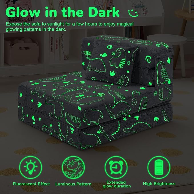 MeMoreCool Kids Floor Mattress Glow in The Dark, Convertible Sofa Couch - Image 8