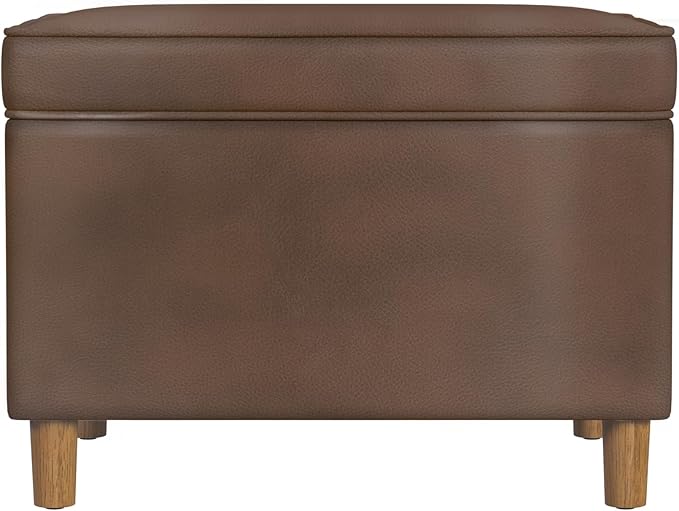 HomePop - Dinah 24" Storage Ottoman- Brown Faux Leather by HomePop