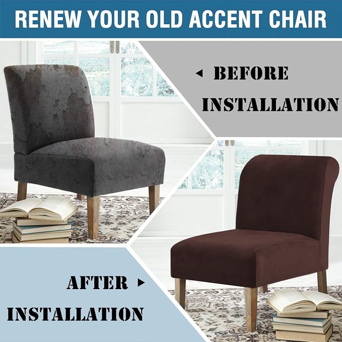 H.VERSAILTEX Armless Accent Chair Covers Thick Velvet Armless Chair Slipcovers - Image 8