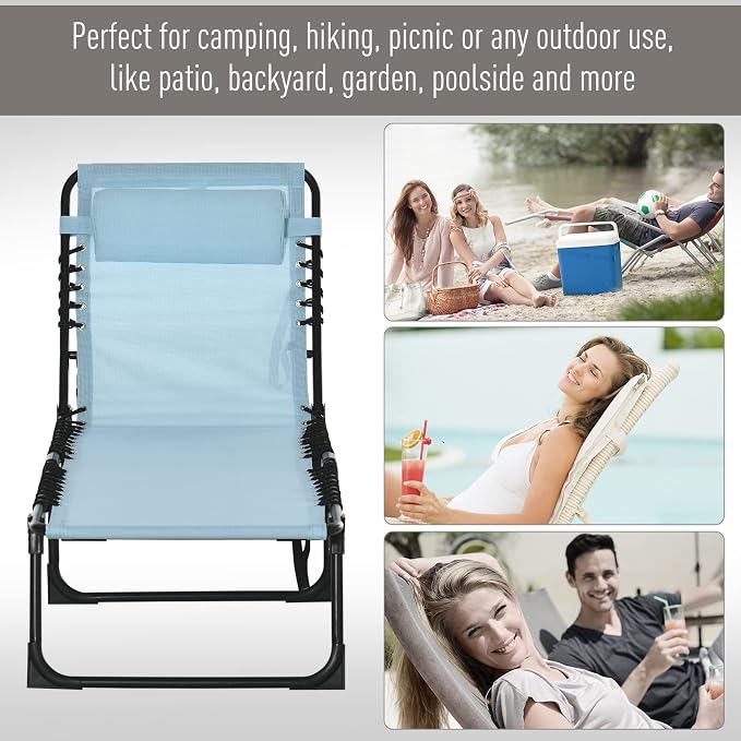 Outsunny Folding Chaise Lounge Chair, Patio Sun Tanning Chair, Outdoor Chaise - Image 7