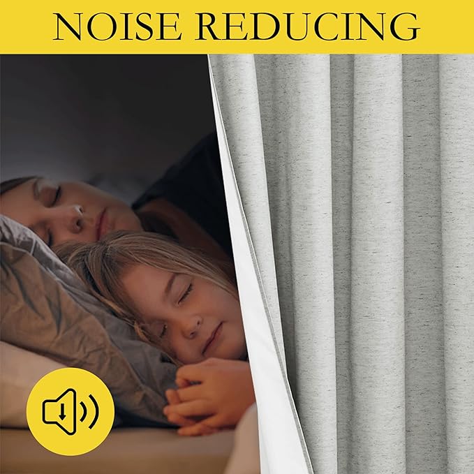 NICETOWN Grey Long Linen Full Shade Panels, Pair of Thermal Insulated & Energy - Image 4